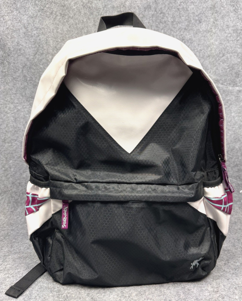 Marvel Spider-Gwen Backpack Ghost-Spider White Black Pink Web Honeycomb Pattern